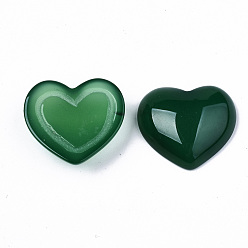 Green Natural Green Agate Cabochons, Dyed & Heated, Heart, Green, 22~23x25x7mm