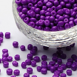 Violeta Oscura Hornear bolas de semillas de vidrio de pintura, violeta oscuro, 6/0, 4~5x3~4 mm, agujero: 1~2 mm, Sobre 450 unidades / 50 g, 50 g / bolsa, 18bolsas/2libra