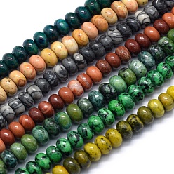 Mixed Stone Natural & Synthetic Gemstone Beads Strands, Rondelle, 6x4mm, Hole: 1mm, about 96pcs/strand, 15.94 inch(40.5cm)