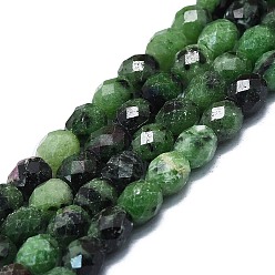 Ruby in Zoisite Natural Ruby in Zoisite Beads Strands, Faceted, Barrel, 6x6mm, Hole: 1mm, about 62pcs/strand, 15.35 inch(39cm)