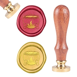 Tableware CRASPIRE Halloween Wax Seal Stamp Set, Golden Tone Brass Sealing Wax Stamp Head with Wood Handle, for Envelopes Invitations, Gift Cards, Cauldron Pattern, Stamp: 25mm