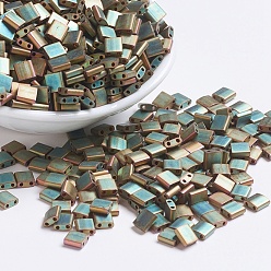 (TL2035) Matte Metallic Khaki Iris Perles miyuki tila, perles de rocaille japonais, 2-trou, (tl 2035) iris kaki métallisé mat, 5x5x1.9mm, trou: 0.8 mm, environ 590 pcs / 50 g