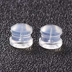 Clear Silicone Ear Nuts, Earring Backs, for Stud Earring Making, Clear, 5.5x5mm, Hole: 1mm
