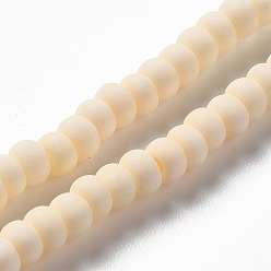 Papaye Perles de porcelaine givrées faites à la main, plat rond, papayawhip, 4x3mm, Trou: 0.8mm, Environ 134 pcs/chapelet, 15.55 pouce (39.5 cm)