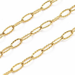 Chapado en Oro Real 18K 304 cadenas portacables onduladas de acero inoxidable, soldada, con carrete, real 18 k chapado en oro, 6.5x2.5x0.5 mm, 10 m / rollo