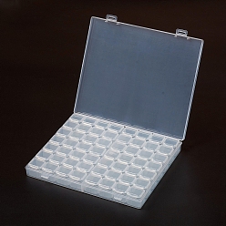 Clair Conteneurs de perle plastique, flip top stockage de perles, amovible, 56 compartiments, rectangle, clair, 21.2x18x2.7 cm, compartiments: environ 2.4x2.5x2.3 cm, 56 compartiments / boîte