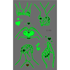 Palm Autocollants en papier de tatouages lumineux temporaires à l'épreuve de l'eau amovibles et lumineux, motif de paume, 12x7.5 cm