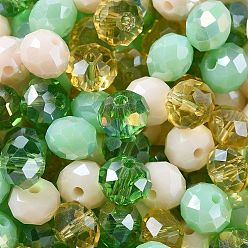 Verdemar Medio Perlas de vidrio, facetados, Rondana plana, verde mar medio, 4x3 mm, agujero: 0.4 mm, Sobre 820 unidades / 60 g