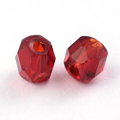 Dark Red Faceted Transparent Glass Round Beads, Dark Red, 3mm, Hole: 0.5mm, about 600pcs/bag