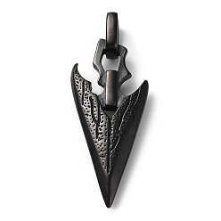 Electrophoresis Black 304 colgantes de acero inoxidable, amuleto de arma de flecha de punta de lanza, electroforesis negro, 49x18.5x4.3 mm, agujero: 5x6 mm