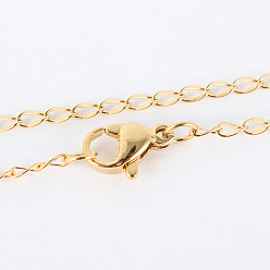Золотой 304 из нержавеющей стали цепи ожерелья, с карабин-лобстерами , золотые, 17.5 дюйм (44.4 см), 2 мм