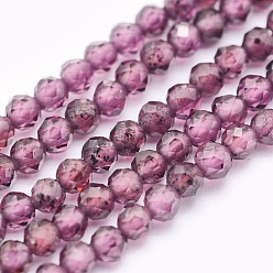 Pourpre Grenat naturels brins de perles, ronde, facette, pourpre, 2mm, Trou: 0.5mm, Environ 174 pcs/chapelet, 15.5 pouce (39.5 cm)