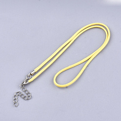 Желтый Вощеный шнур ожерелье решений, с сплава цинка омара застежками, платина, желтые, 17.8 дюйм ~ 18 дюйм (45.5~46 см), 2 мм