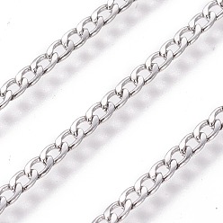 Stainless Steel Color 304 Stainless Steel Curb Chains, with Spool, Unwelded, Stainless Steel Color, 2.3mm, Link: 3.5x2.3x0.5mm, about 82.02 Feet(25m)/roll
