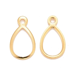 Real 24K Gold Plated 201 Stainless Steel Charms, Teardrop, Real 24k Gold Plated, 12.5x7x0.8mm, Hole: 1.2mm