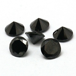 Black Diamond Shape Grade A Cubic Zirconia Cabochons, Faceted, Black, 2mm