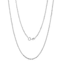 Silver 925 Sterling Silver Thin Dainty Link Chain Necklace for Women Men, Silver, 17.72 inch(45cm)