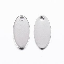 Stainless Steel Color 201 Stainless Steel Stamping Blank Tag Pendants, Oval, Stainless Steel Color, 17x8x1mm, Hole: 1.5mm