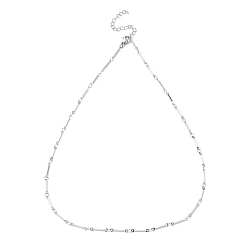 Stainless Steel Color 304 Stainless Steel Bar Link Chain Necklaces, Stainless Steel Color, 17.56 inch(44.6cm)