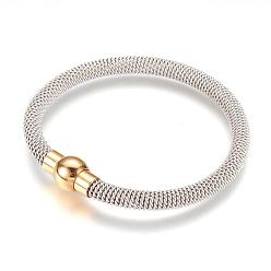 Golden & Stainless Steel Color 304 Stainless Steel Bracelets, with Magnetic Clasps, Golden & Stainless Steel Color, 7-1/2 inch(190mm)
