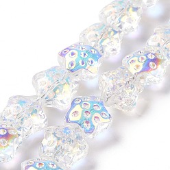 Прозрачный АВ Прозрачные стеклянные бусины гальваническим пряди, с покрытием цвета радуги, звезда, ясно AB, 15x15x9 мм, отверстие : 1.2 мм, около 45 шт / нитка, 23.62 дюйм (60 см)