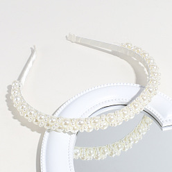 Белый Однотонная пластиковая лента для волос с имитацией жемчуга, аксессуары для волос для женщин девушка, белые, 150x135 мм