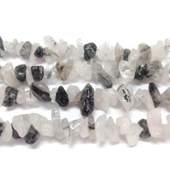 Rutilated Quartz Natural Rutilated Quartz Chips Beads Strands, 5~8mm, Hole: 0.3mm, about 32~32.5 inch