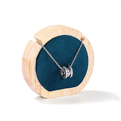 Bleu Vert Bois rond recouvert de velours présentoirs à un collier, support d'affichage de bijoux pour le stockage de collier, sarcelle, 9x2x8.5 cm