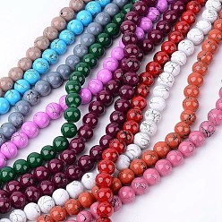Mixed Color Drawbench Glass Bead Strands, Round, Mixed Color, 8mm, Hole: 1.3~1.6mm, about 100pcs/strand, 31.4 inch