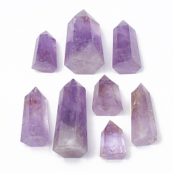 Amethyst Natural Amethyst Home Decorations, Display Decoration, Healing Stone Wands, for Reiki Chakra Meditation Therapy Decos, Hexagon Prism, 34~100x15~40mm, about 12~22pcs/1000g
