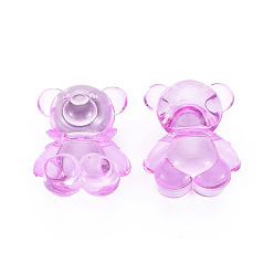Violet Transparent Acrylic Beads, Top Drilled Beads, Bear, Violet, 18.5x15.5x11mm, about 320pcs/500g