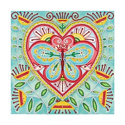 Heart DIY Luminous Diamond Painting Kits, including Canvas, Resin Rhinestones, Diamond Sticky Pen, Tray Plate and Glue Clay, Square, Heart Pattern, 300x300mm