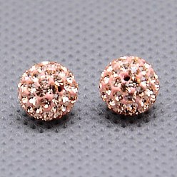 362_Light Peach Round Polymer Clay Czech Glass Rhinestone Beads, Pave Disco Ball Beads, 362_Light Peach, PP9(1.5~1.6mm), 8mm, Hole: 1mm