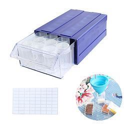 Slate Blue Diamond Painting Storage Stackable Bead Organizer Drawers, with 22 Slots Round Individual Containers, Silicone Funnel and Writable Stickers, Slate Blue, 182x110x60mm