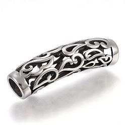 Antique Silver 304 Stainless Steel Tube Beads, Antique Silver, 43.5x11mm, Hole: 8mm
