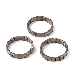 Pyrite Natural Pyrite Stretch Bracelets, Faceted, Rectangle, 2-3/8 inch(6cm)