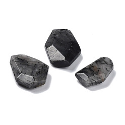 Rutilated Quartz Natural Black Rutilated Quartz Beads, No Hole/Undrilled, Faceted, Nuggets, 20.5~27.5x13~21x6~7mm
