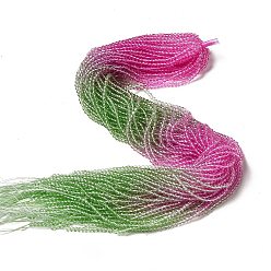 Rouge Violet Moyen Brins de perles de verre de couleur dégradé transparent, ronde à facettes, rouge violet moyen et vert citron, 3x2.8mm, Trou: 0.9mm, Environ 123 pcs/chapelet, 14.53'' (36.9 cm)