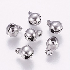 Stainless Steel Color 304 Stainless Steel Bell Charms, Stainless Steel Color, 11x8x8mm, Hole: 2mm