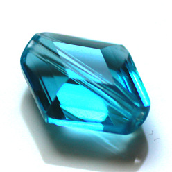 Deep Sky Blue Imitation Austrian Crystal Beads, Grade AAA, Faceted, Bicone, Deep Sky Blue, 14x12x6mm, Hole: 0.9~1mm