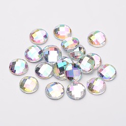 Colorful Imitation Taiwan Acrylic Rhinestone Flat Back Cabochons, Faceted, Half Round/Dome, Mixed Color, 10x3.5mm, 1000pcs/bag