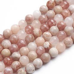 Sunstone Natural Sunstone Beads Strands, Round, 8~8.5mm, Hole: 1mm, about 47pcs/strand, 15.1 inch(38.5cm)
