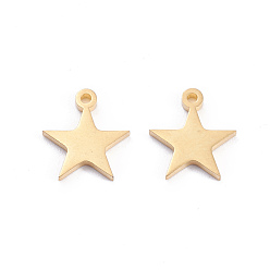 Golden 304 Stainless Steel Charms, Laser Cut, Star, Golden, 12x10.5x1mm, Hole: 1.2mm