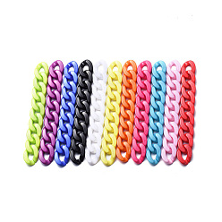 Mixed Color Handmade Opaque Acrylic Curb Chains, Twisted Chain, Oval, for Jewelry Making, Mixed Color, Link: 30x21x6mm, 39.37 inch(1m)/strand