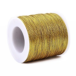 Verge D'or Fils métalliques tressés pour bijoux en mm, fils de polyester, verge d'or, 1mm, environ 1 yards (109.36m)/rouleau