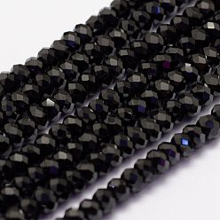 Spinel Natural Black Spinel Beads Beads Strands, Faceted, Rondelle, 3.5~4x2.5~3mm, Hole: 0.5~0.6mm, about 126pcs/strand, 15.3~15.7 inch(39~40cm)