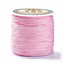 Rose Nacré Fil de nylon, corde à nouer chinoise, perle rose, 0.8mm, environ 109.36 yards (100m)/rouleau