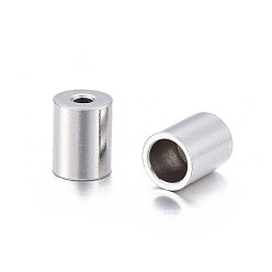 Stainless Steel Color 201 Stainless Steel Cord Ends, End Caps, Column, Stainless Steel Color, 5x4mm, Hole: 1.5mm, Inner Diameter: 3mm
