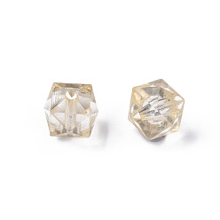 Wheat Transparent Acrylic Beads, Faceted, Cube, Wheat, 10x11x11mm, Hole: 2mm, about 670pcs/500g
