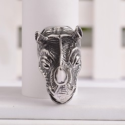 Argent Antique Argent antique pendentifs rhinocéros 3d de forme, Pendentifs en acier inoxydable, argent antique, 304mm, Trou: 35.5x20x24mm